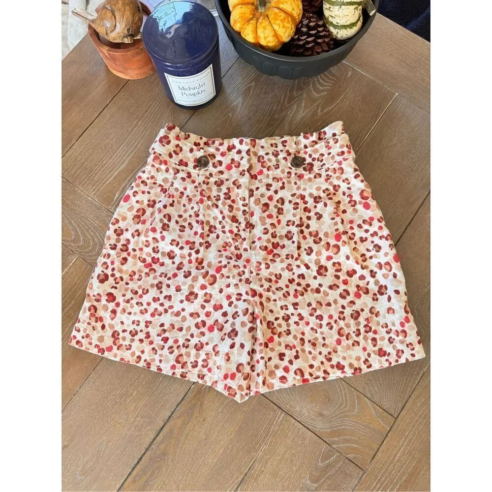 Ann Taylor Leopard Print Shorts Womens Tan Brown Red Size 4 (T1)‎